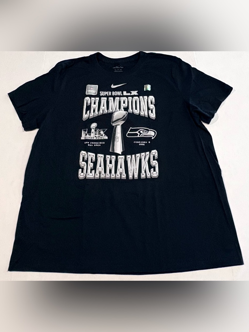 Nike Seattle Seahawks Super Bowl LX Champions T-Shirt Black Mens Size XXL